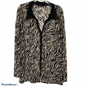 Free Kisses Zebra Print Floral Lace Sheer Top-1X